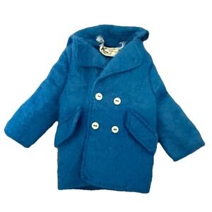 Ken Doll Jacket Vintage Sea Scene Clothes 1449 Blue Felt Coat Barbie